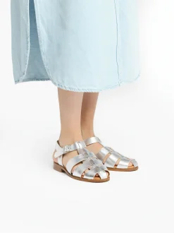 Women G.H.BASS Amelia Fisherman Sandal Metallic Leather