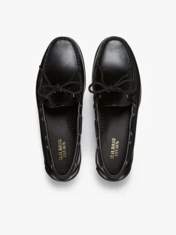 G.H.BASS Camp Moc Decker Shoes Black Pull up leather