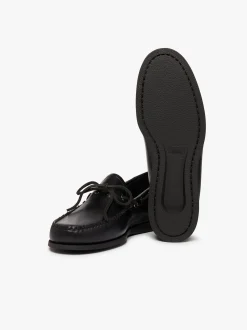 G.H.BASS Camp Moc Decker Shoes Black Pull up leather