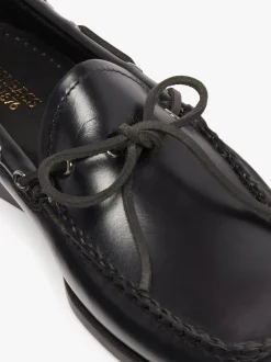 G.H.BASS Camp Moc Decker Shoes Black Pull up leather