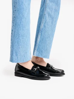 Women G.H.BASS Easy Weejuns Penny Lianna Horsebit Loafers Black Patent Leather