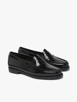 Women G.H.BASS Easy Weejuns Penny Loafers Black Patent Leather