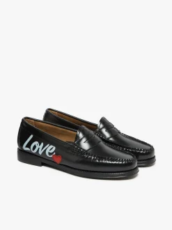 Women G.H.BASS Easy Weejuns Penny Love Note Loafers Leather