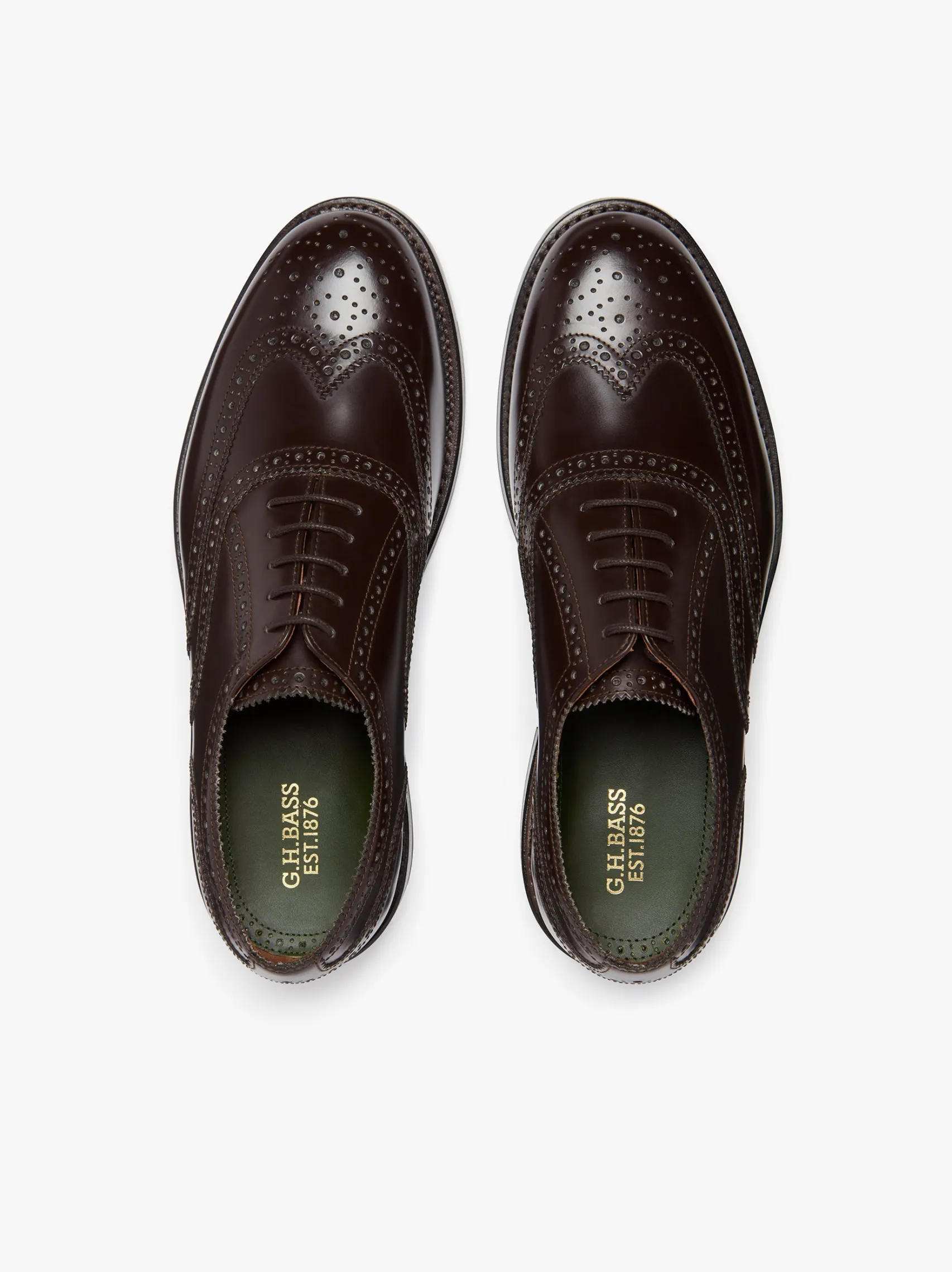 G.H.BASS Monogram Double Brogue Wingtip Leather