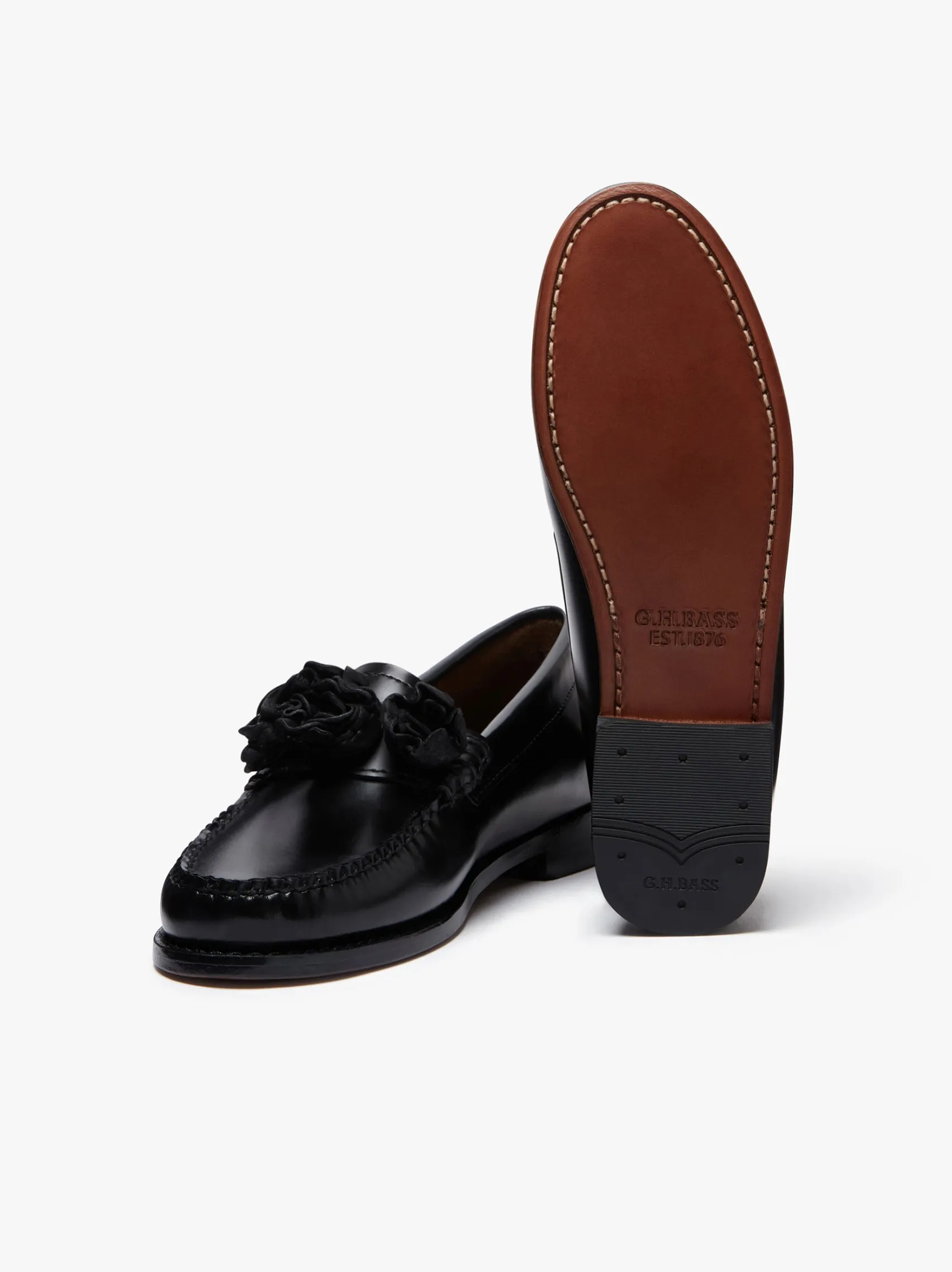 Women G.H.BASS Weejuns Flora Penny Loafers Black Leather