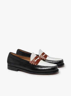 G.H.BASS Weejuns Larson Colour Block Loafers Soft black, white and cognac leather
