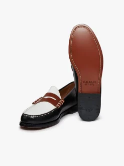 G.H.BASS Weejuns Larson Colour Block Loafers Soft black, white and cognac leather