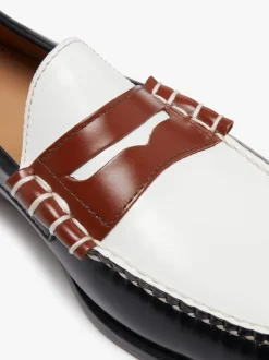 G.H.BASS Weejuns Larson Colour Block Loafers Soft black, white and cognac leather
