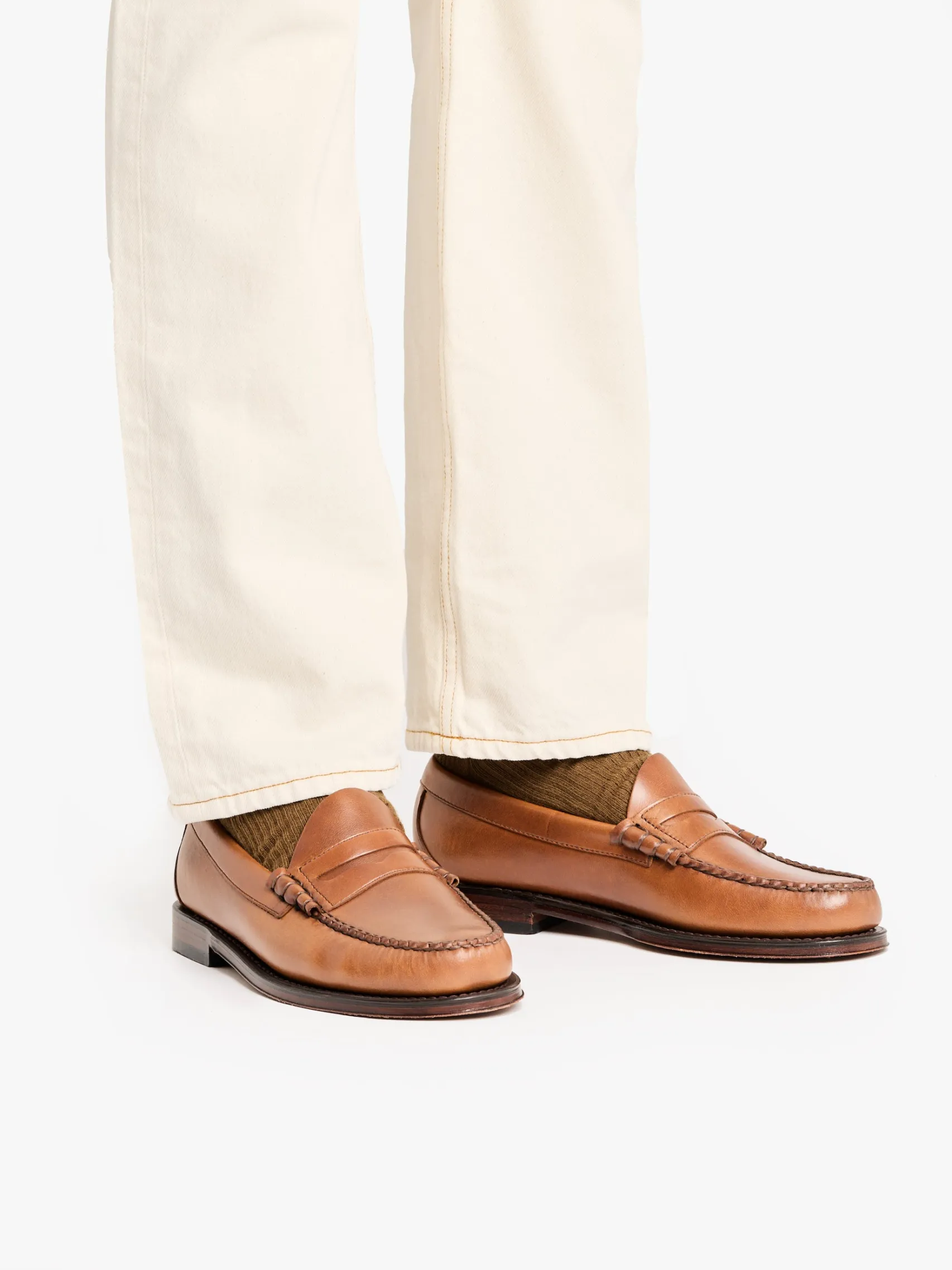 G.H.BASS Weejuns Larson Penny Loafers Tan pull up leather
