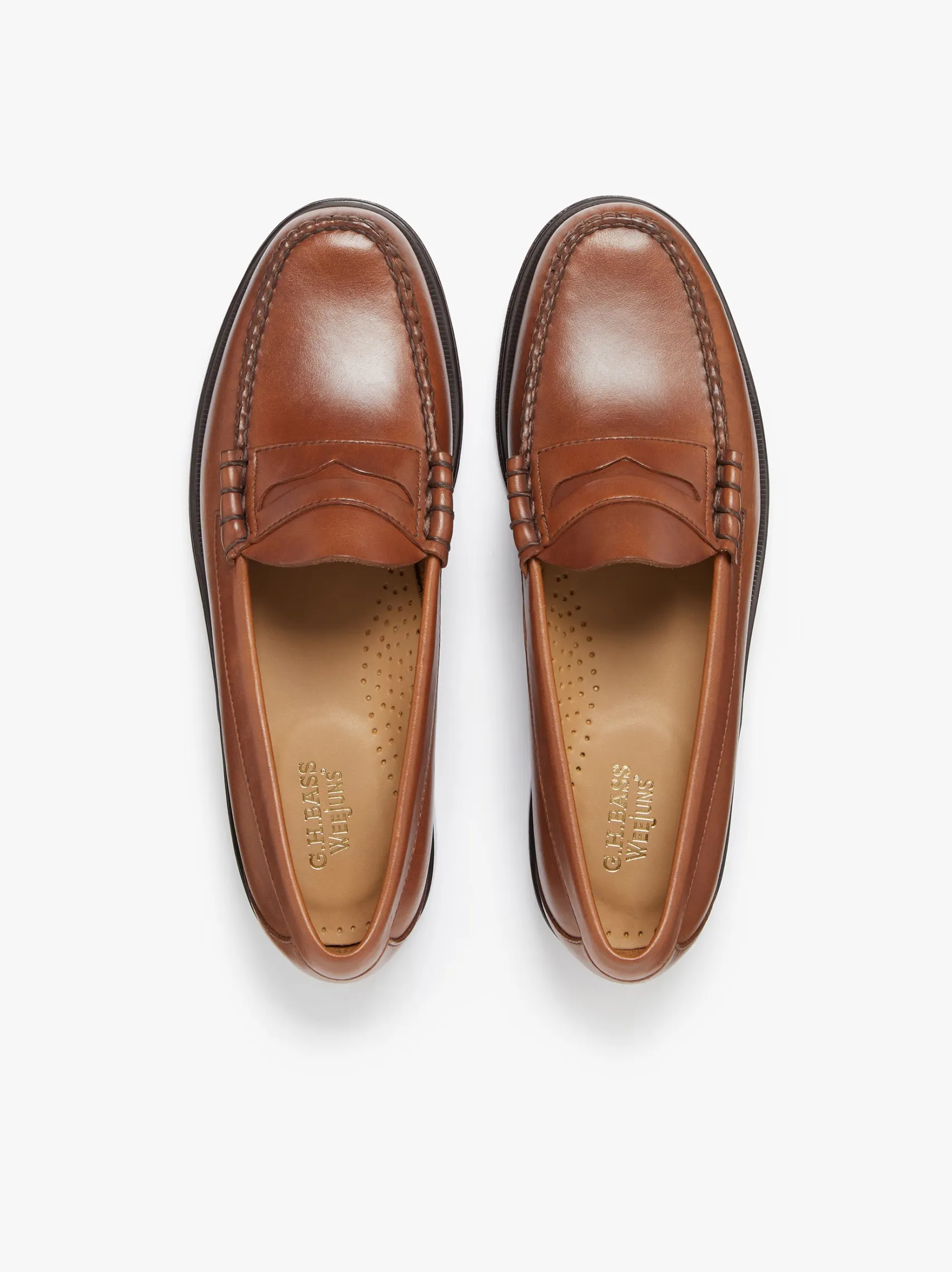 G.H.BASS Weejuns Larson Penny Loafers Tan pull up leather