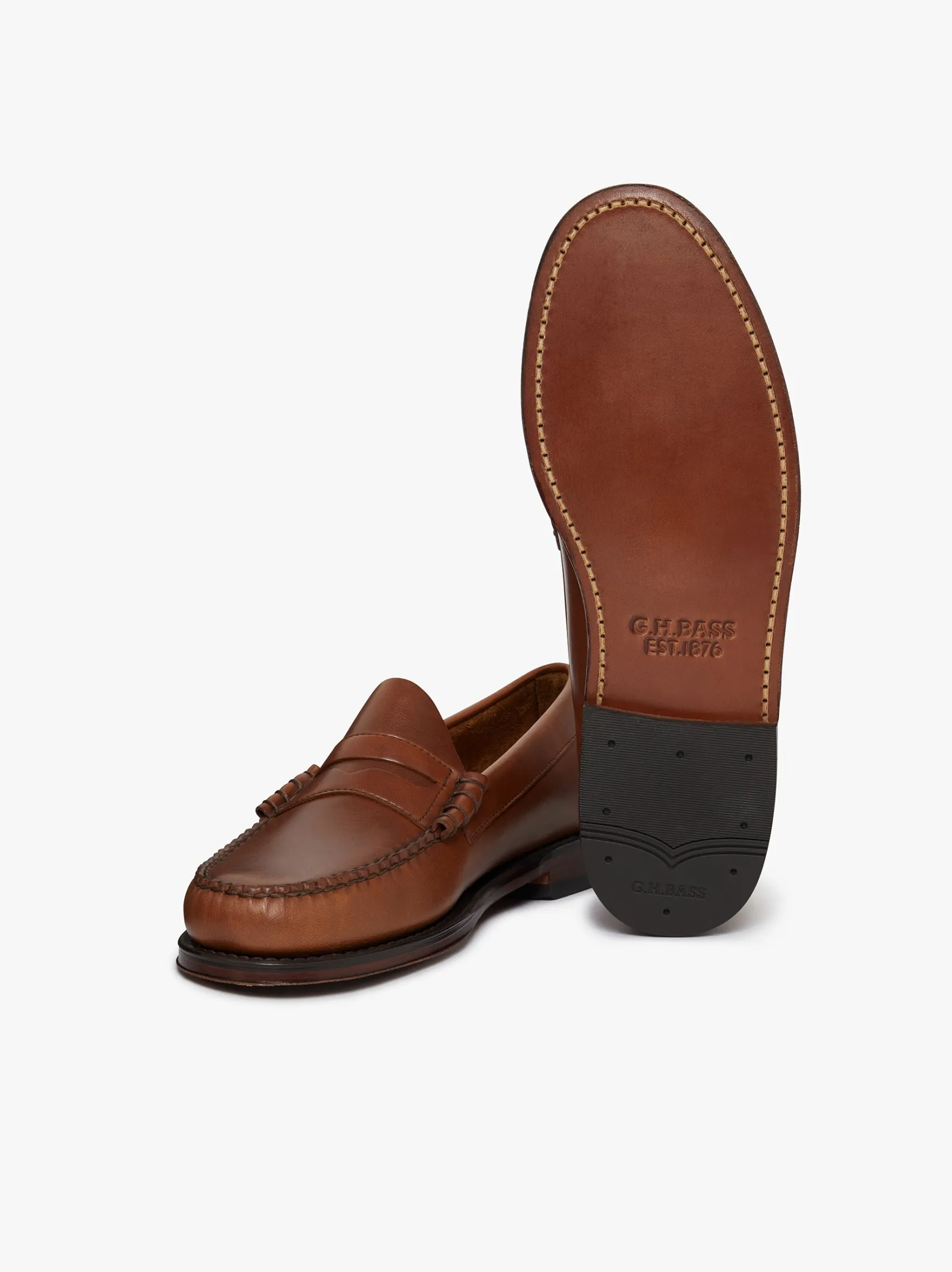G.H.BASS Weejuns Larson Penny Loafers Tan pull up leather