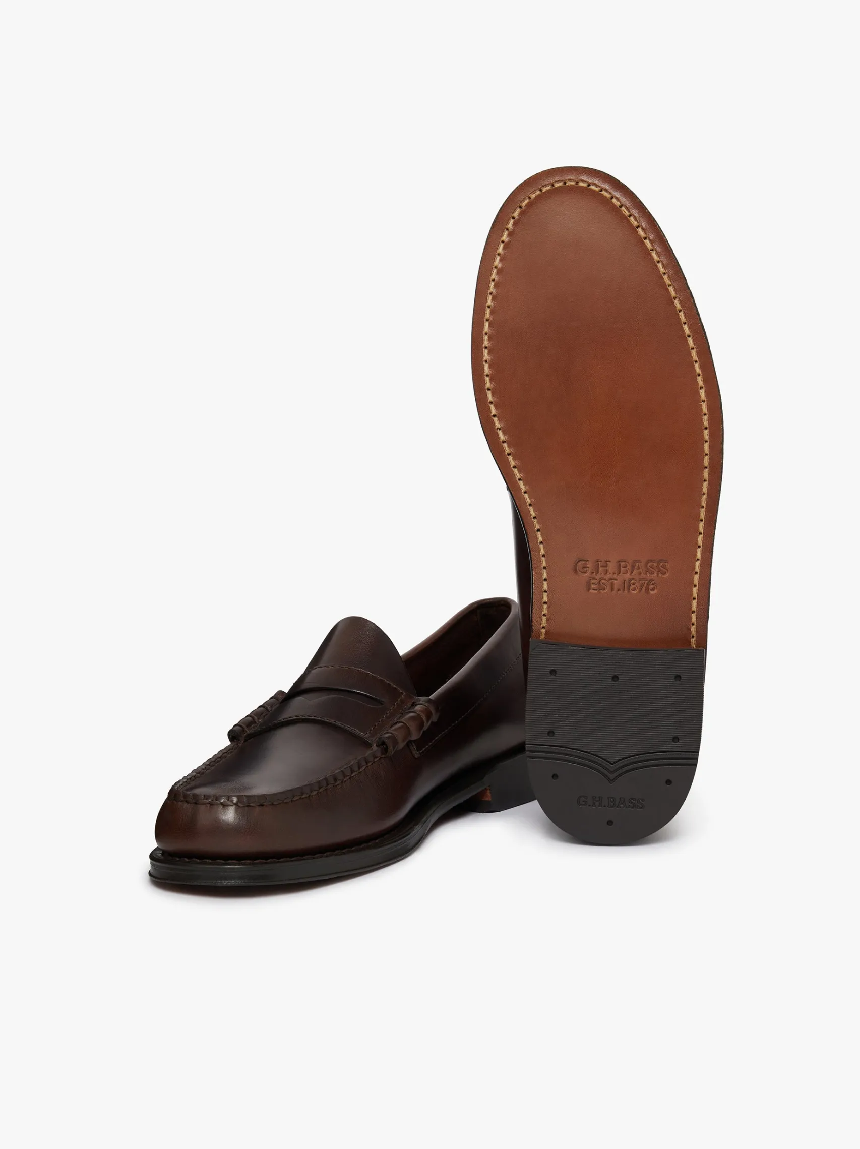 G.H.BASS Weejuns Larson Penny Loafers Chocolate Pull Up Leather