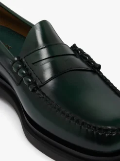 G.H.BASS Weejuns Larson Step Penny Loafers Dark green leather