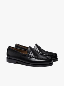 G.H.BASS Weejuns Larson Weave Loafers Black Leather