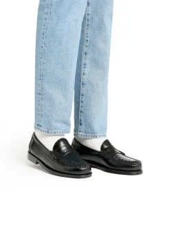 G.H.BASS Weejuns Larson Weave Loafers Black Leather