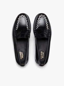 G.H.BASS Weejuns Larson Weave Loafers Black & White Leather