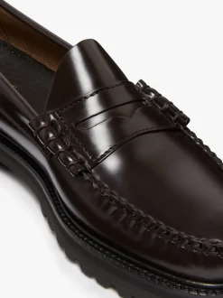 G.H.BASS Weejuns Lug Larson Penny Loafers leather with lug sole