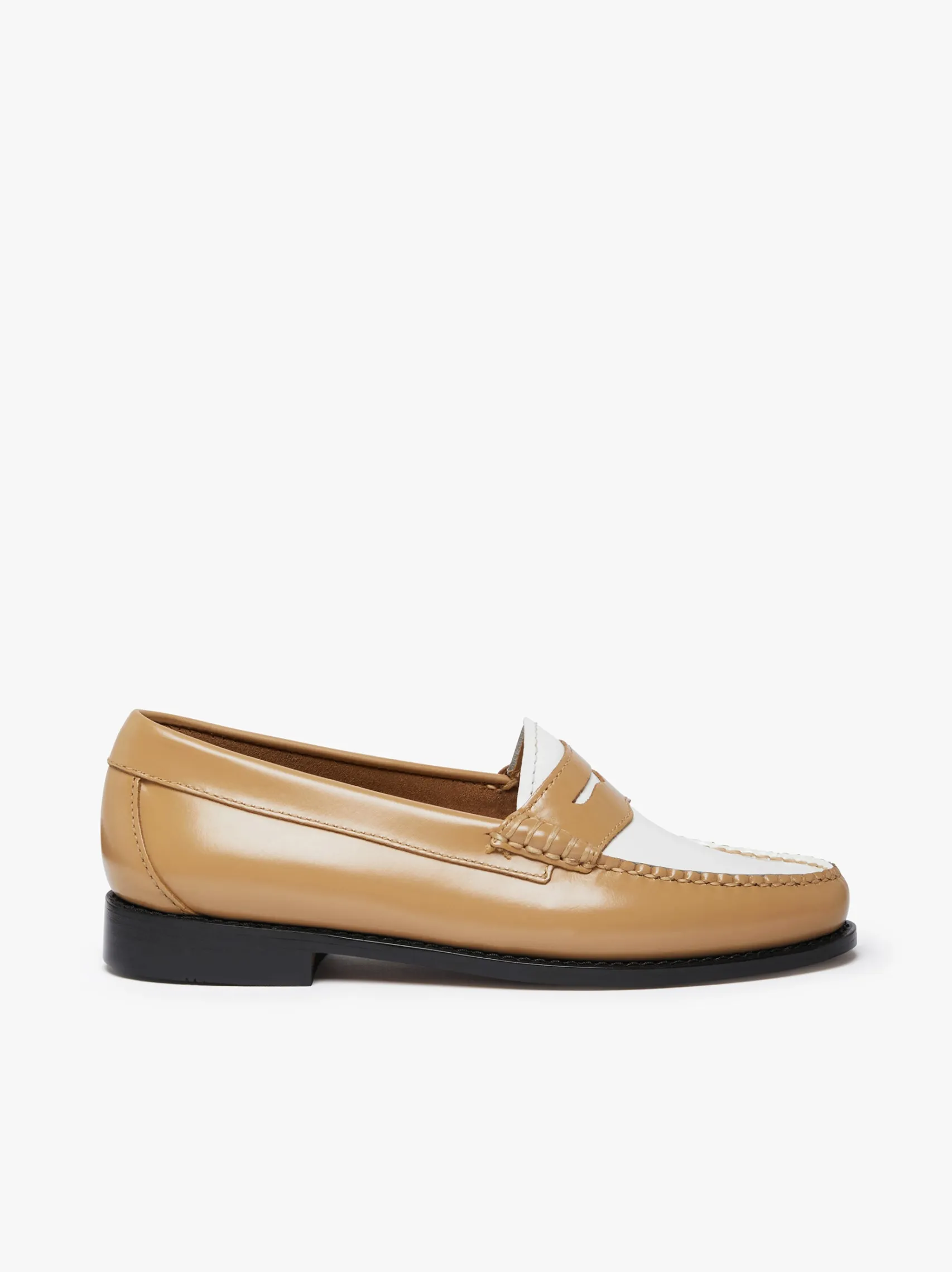 Women G.H.BASS Weejuns Penny Loafers Beige and white soft leather