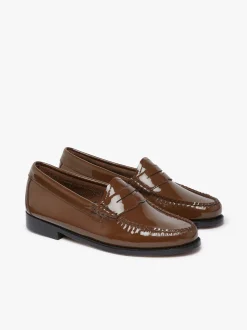 Women G.H.BASS Weejuns Penny Loafers Dark Brown Patent Leather
