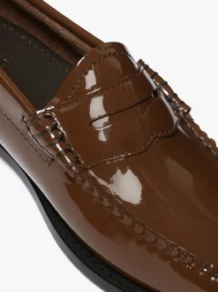 Women G.H.BASS Weejuns Penny Loafers Dark Brown Patent Leather