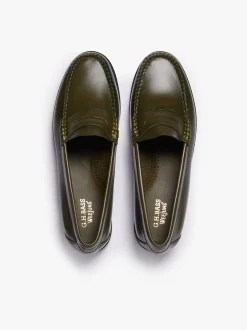 Women G.H.BASS Weejuns Penny Loafers green leather