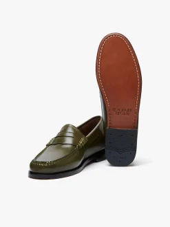 Women G.H.BASS Weejuns Penny Loafers green leather