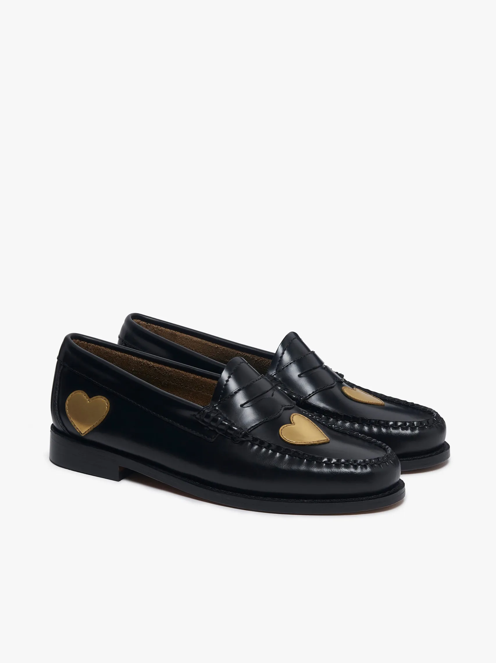 Women G.H.BASS Weejuns Penny Love Loafers Black Leather