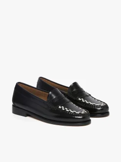 Women G.H.BASS Weejuns Penny Weave Loafers & White Leather