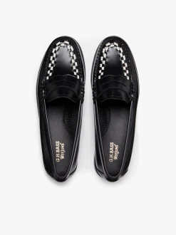 Women G.H.BASS Weejuns Penny Weave Loafers & White Leather
