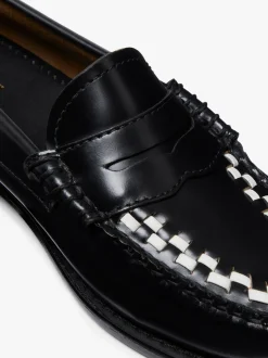 Women G.H.BASS Weejuns Penny Weave Loafers & White Leather