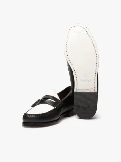 G.H.BASS Weejuns Reigning Champ Larson Penny Loafers Black and white leather