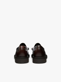 G.H.BASS Weejuns Step-Lug Larson Penny Loafers Chocolate Pull Up Leather