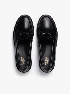 Women G.H.BASS Weejuns Super Lug Lianna Super Bit Loafers Black Leather