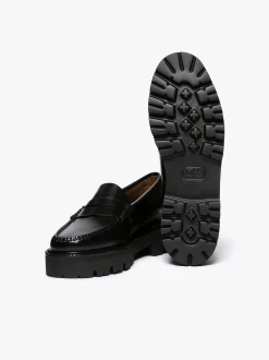 Women G.H.BASS Weejuns Super Lug Penny Loafers Leather