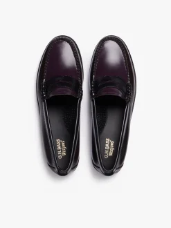 Women G.H.BASS Weejuns Tricolour Penny Loafers Dark Brown, Black & Plum Leather